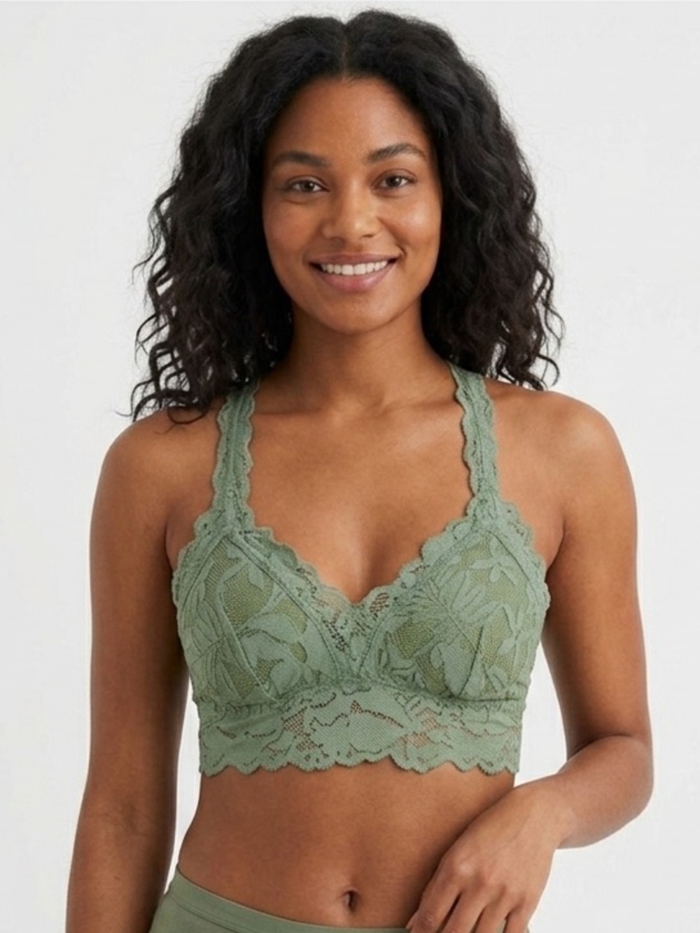Aerie Garden Party Lace Bralette Olive Green Size XS